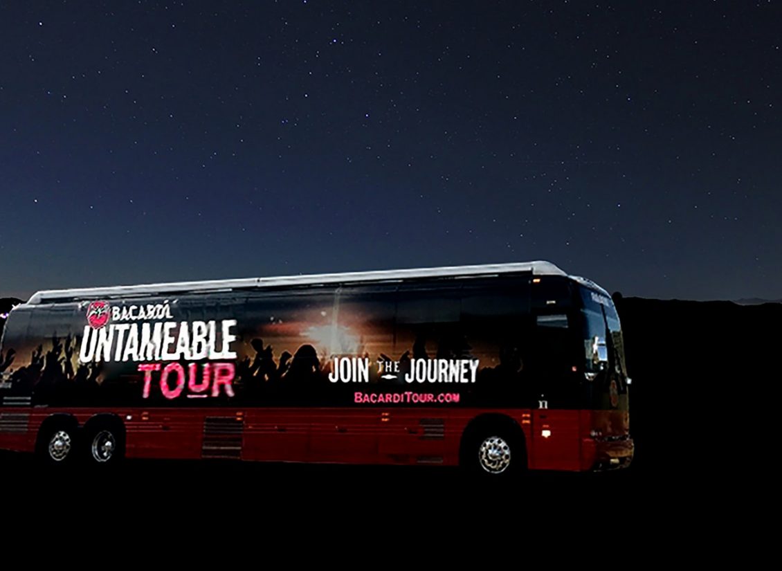 Light Tape® lighted bus wrap used to advertise the "Barcardi Untameable Tour"