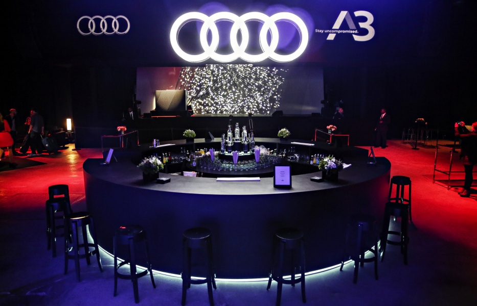 White Light Tape® provides accent lighting for the bar and overhead logo for Audi sponsored bar at an event